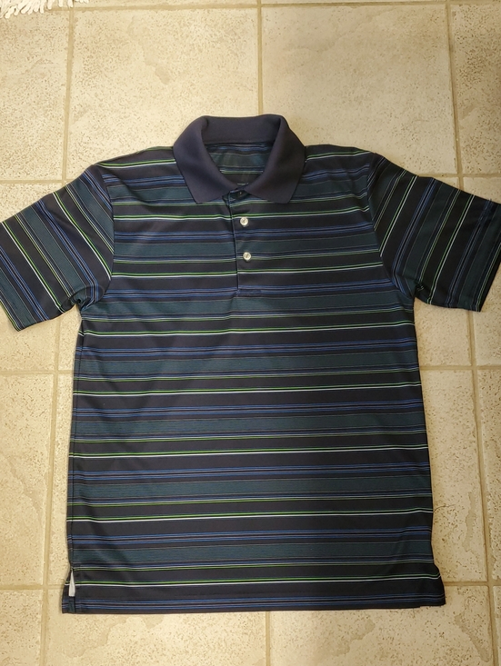 Hogan Other - Men's Navy Polo with Blue and Green Stripes